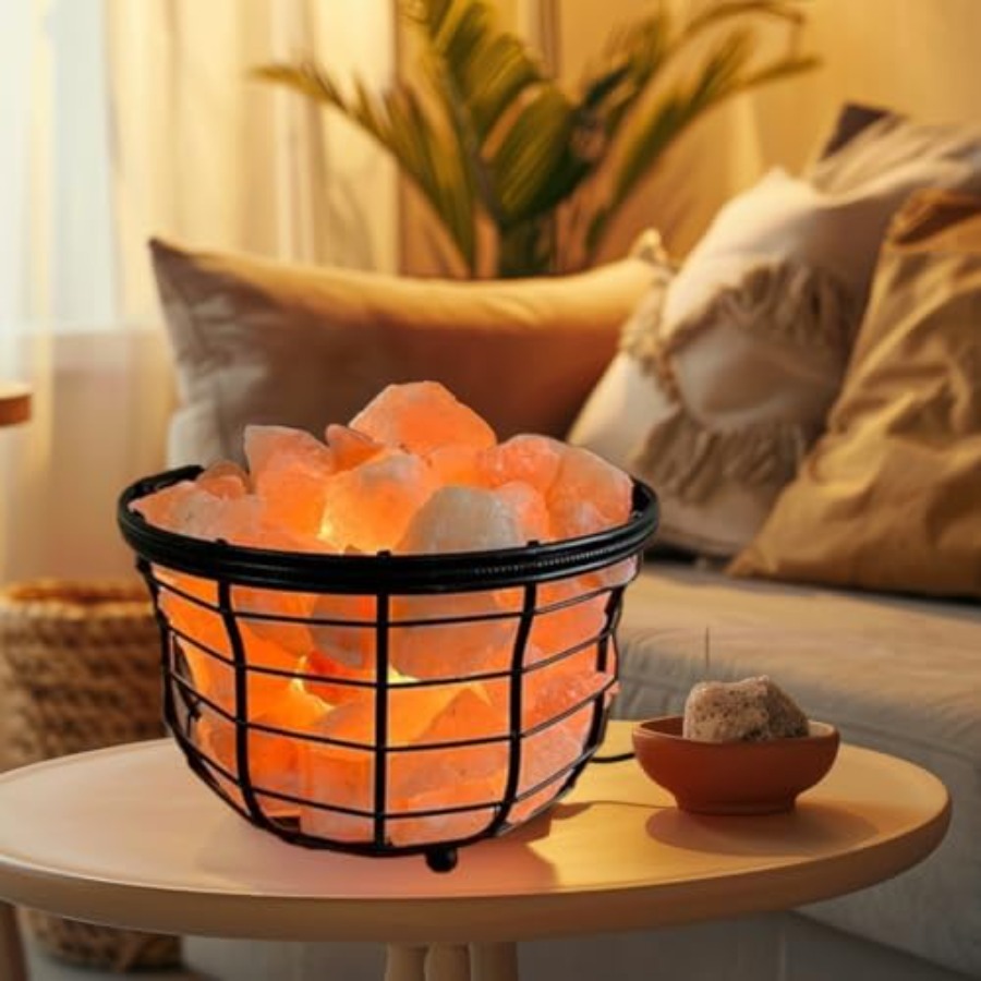 Himalayan Salt Lamp - Lampada in metallo con sale rosa