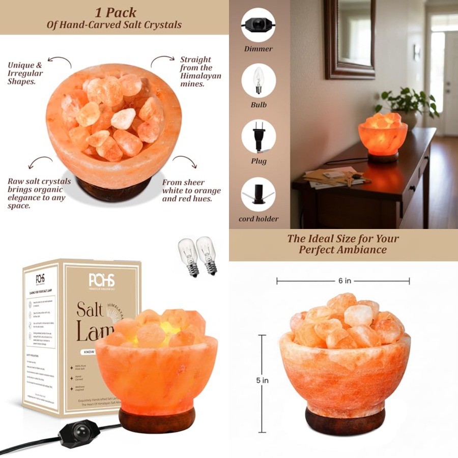 Himalayan Salt Lamp - Lampada a ciotola di sale rosa